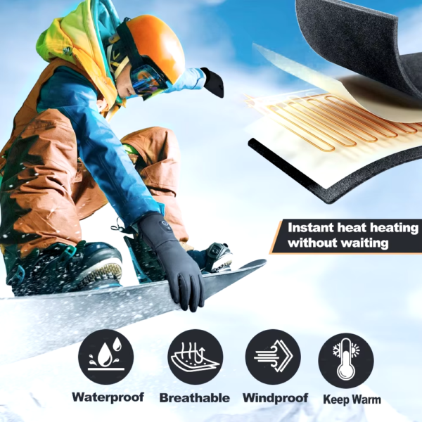 Rechargeable Heated Ski Gloves – 7.4V Battery, Winter Warmth for Outdoor Sports - Image 3